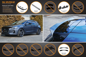 i30 Hatch PD1, PD2 2018-2020 Full Lip Splitter Set with Flow-Lock Rear Diffuser - MODE Auto Concepts