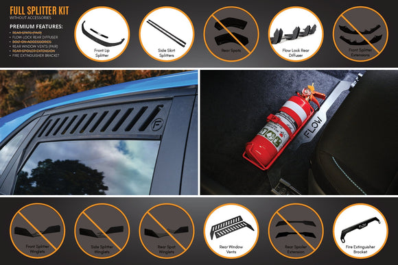 FLOW Designs  i30 Hatch PD1, PD2 2018-2020 Full Lip Splitter Set with Flow-Lock Rear Diffuser - MODE Auto Concepts