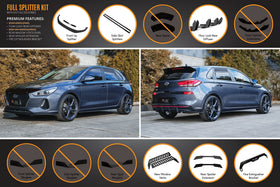 i30 Hatch PD1, PD2 2018-2020 Full Lip Splitter Set with Flow-Lock Rear Diffuser - MODE Auto Concepts