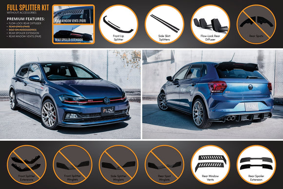 FLOW Designs  AW Polo GTI Full Splitter Set - MODE Auto Concepts