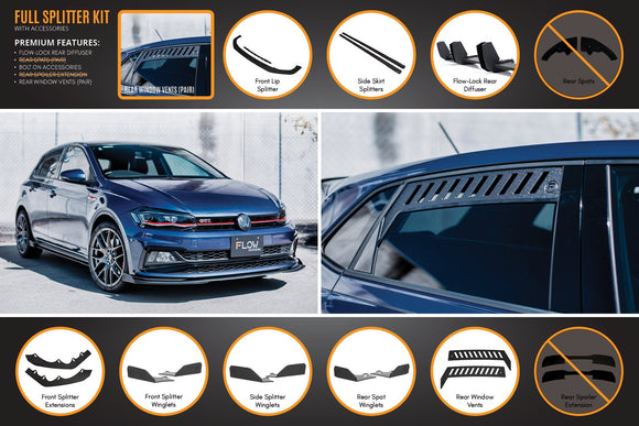 FLOW Designs  AW Polo GTI Full Splitter Set - MODE Auto Concepts