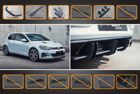 FLOW Designs  MK7.5 Golf GTI Full Lip Splitter Set with Flow-Lock Rear Diffuser - MODE Auto Concepts