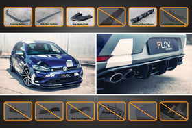 FLOW Designs  MK7.5 Golf R Full Lip Splitter Set with Flow-Lock Rear Diffuser - MODE Auto Concepts