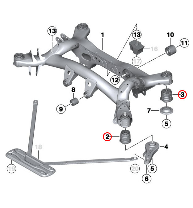 F2X/F3X Solid Subframe Raising Bushes