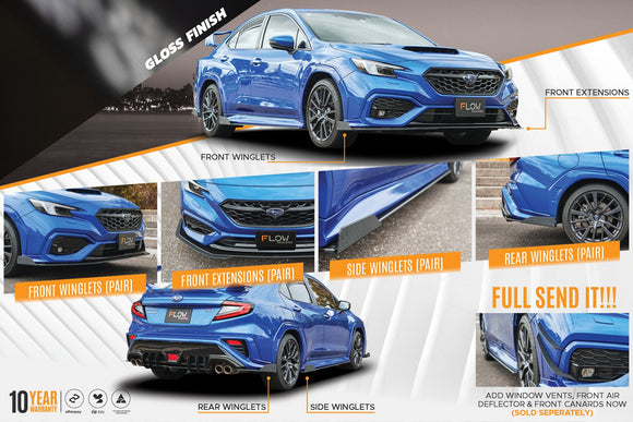 FLOW Designs  VB WRX Full Lip Splitter Set (GLOSS BLACK) - MODE Auto Concepts