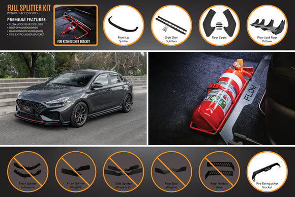 FLOW Designs  i30N Fastback PD FL 2022+ Full Lip Splitter Set - MODE Auto Concepts