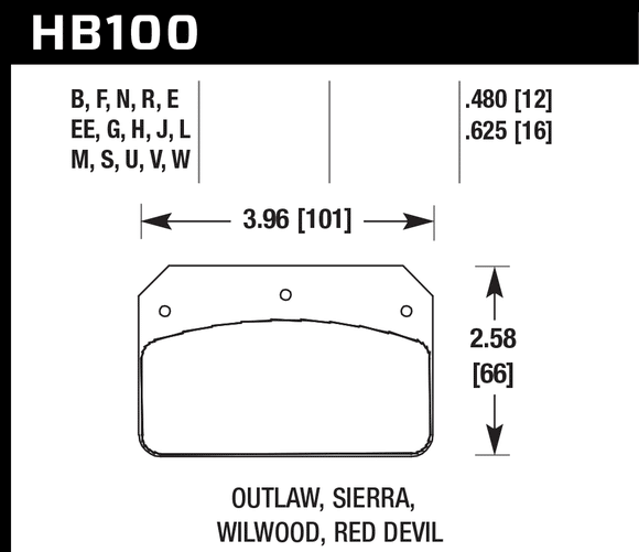 Hawk Brake Pad Set HB100M.480 Black