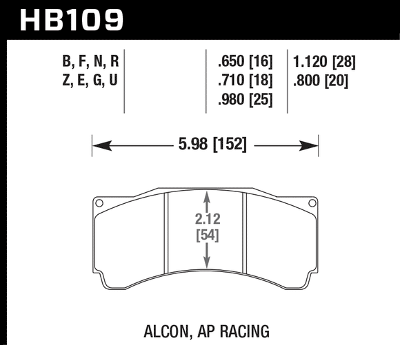 Hawk Brake Pad Set HB109U.710 DTC-70