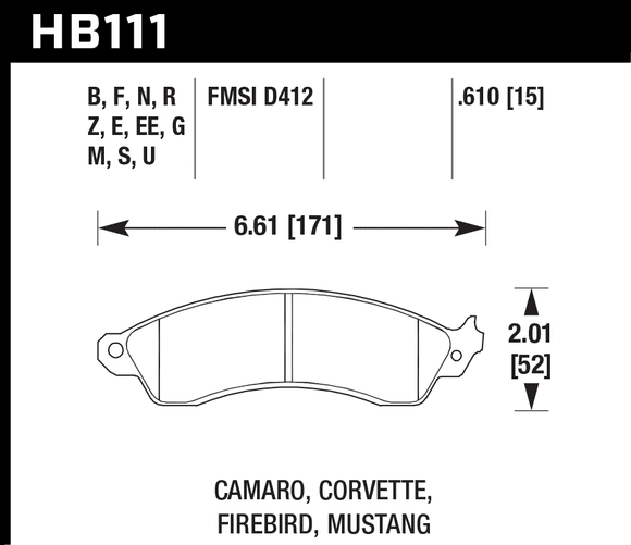 Hawk Brake Pad Set HB111E.610 Blue
