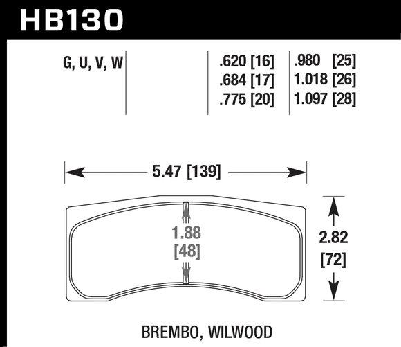 Hawk Brake Pad Set HB130U.980 DTC-70