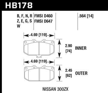 Hawk Brake Pad Set HB178Z.564 Perfromance Ceramic - 0