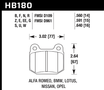 Hawk Brake Pad Set HB180N.560 HP-Plus - 0