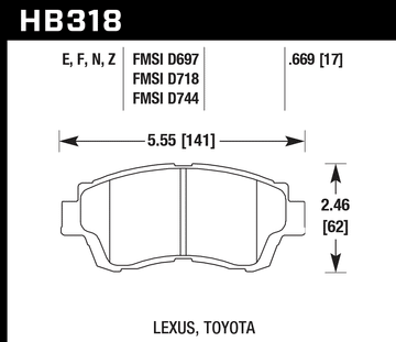 Hawk Brake Pad Set HB318F.669 HPS - 0