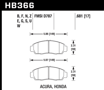 Hawk Brake Pad Set HB366Z.681 Performance Ceramic - 0
