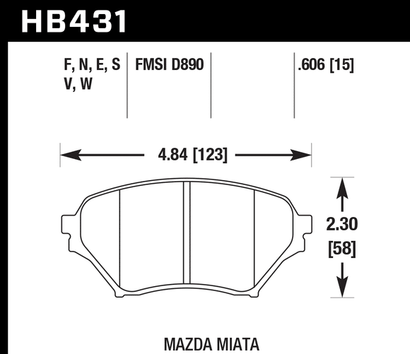 Hawk Brake Pad Set HB431F.606 HPS