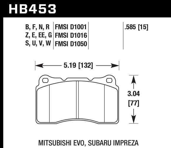 Hawk Brake Pad Set HB453U.585 DTC-70