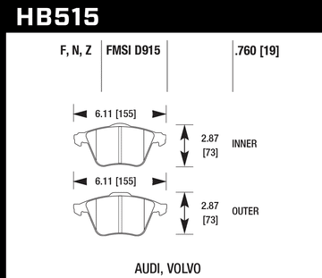 Hawk Brake Pad Set HB515Z.760 Performance Ceramic - 0