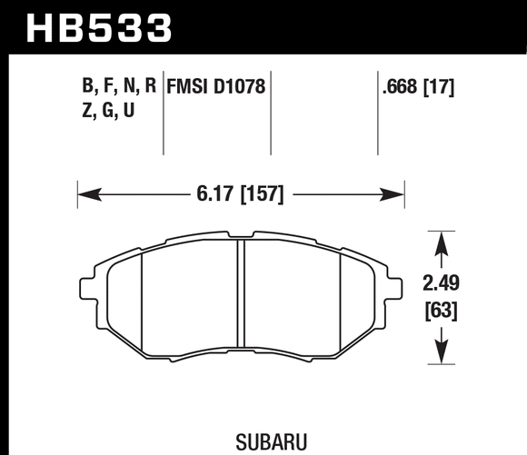 Hawk Brake Pad Set HB533Z.668 Performance Ceramic