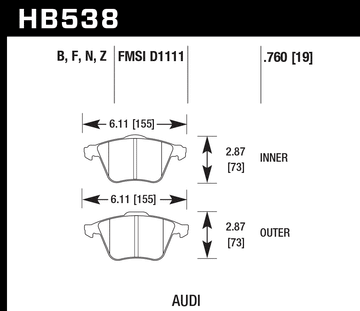 Hawk Brake Pad Set HB538Z.760 Performance Ceramic - 0