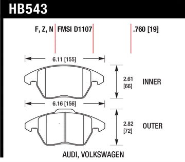 Hawk Brake Pad Set HB543Z.760 Performance Ceramic - 0