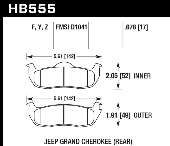 Hawk Brake Pad Set HB555Z.678 Performance Ceramic