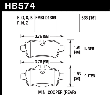 Hawk Brake Pad Set HB574Z.636 Performance Ceramic - 0