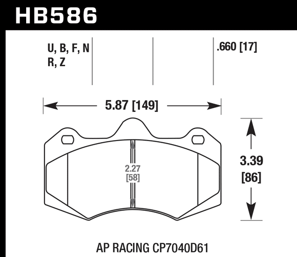 Hawk Brake Pad Set HB586U.660 DTC-70