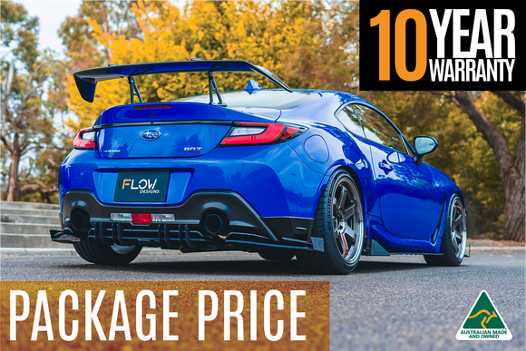 FLOW Designs  ZD8 BRZ STI Full Lip Splitter Set (TEXTURED BLACK) - MODE Auto Concepts