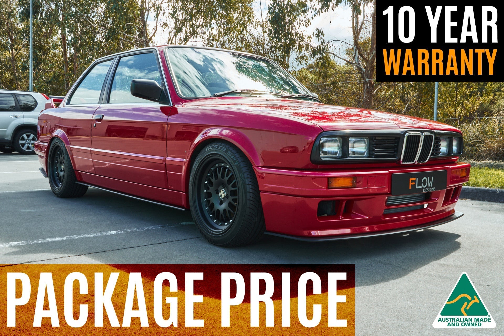 FLOW Designs  E30 M-Tech 2 Full Lip Splitter Set - MODE Auto Concepts