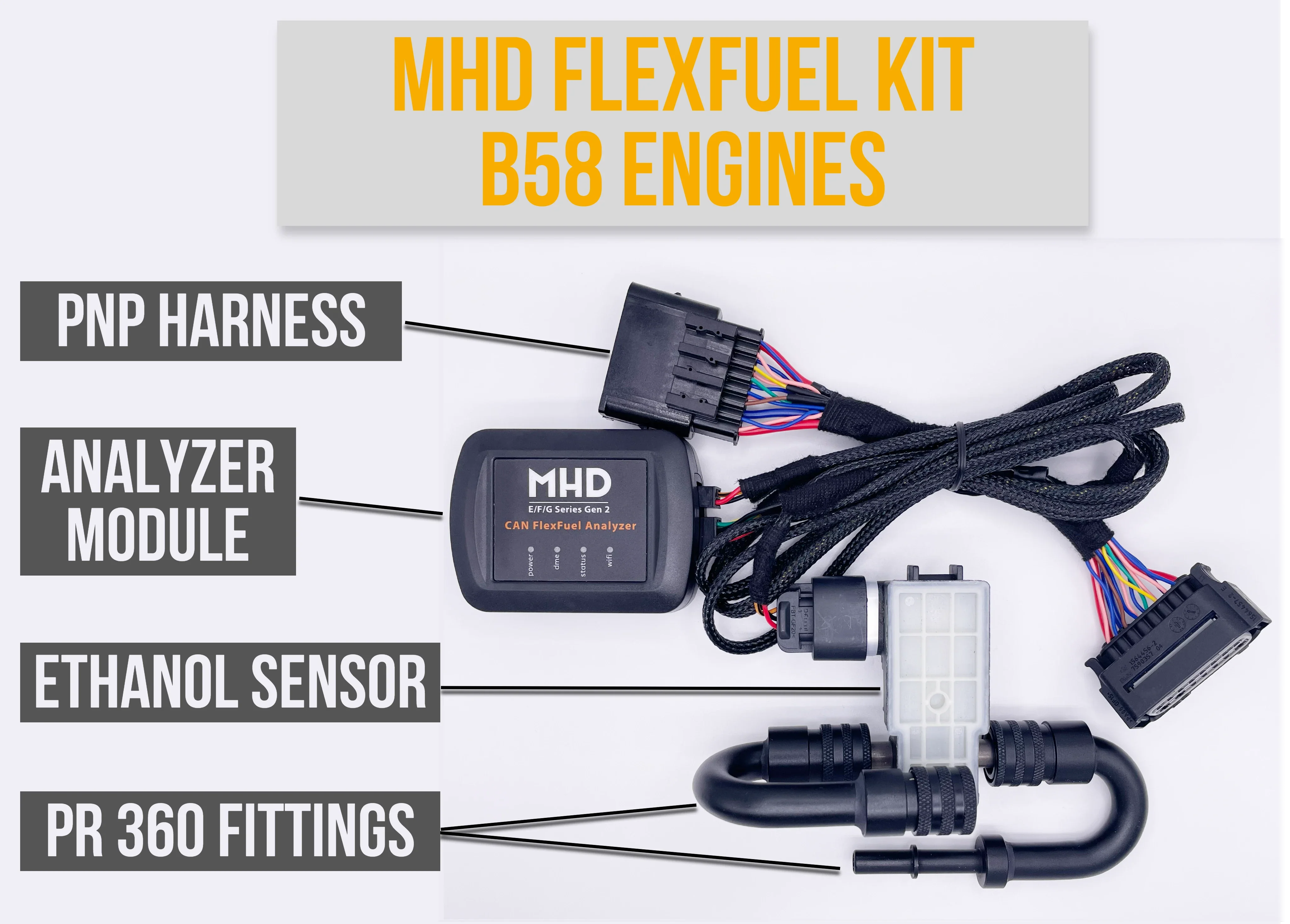 MHD Flex Fuel Analyzer Kit for B58 G-Series Gen 2 BMW M240I F42 M340I G20 M440I G22 - CAN Enabled - MODE Auto Concepts