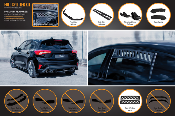FLOW Designs  MK4 & MK4.5 Focus ST Full Lip Splitter Set - MODE Auto Concepts