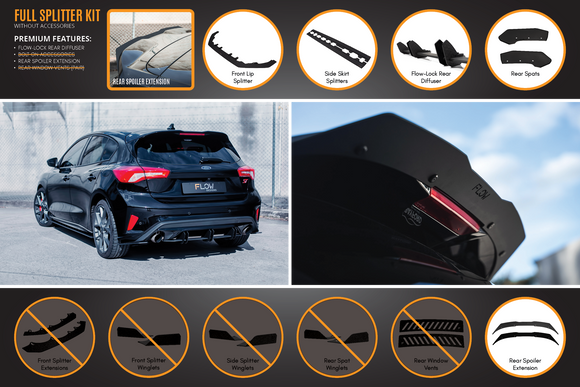 FLOW Designs  MK4 & MK4.5 Focus ST Full Lip Splitter Set - MODE Auto Concepts