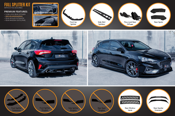 FLOW Designs  MK4 & MK4.5 Focus ST Full Lip Splitter Set - MODE Auto Concepts