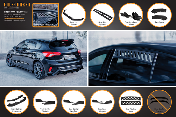 FLOW Designs  MK4 & MK4.5 Focus ST Full Lip Splitter Set - MODE Auto Concepts