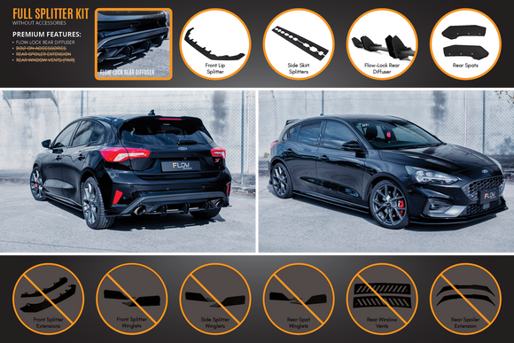 FLOW Designs  MK4 & MK4.5 Focus ST Full Lip Splitter Set - MODE Auto Concepts