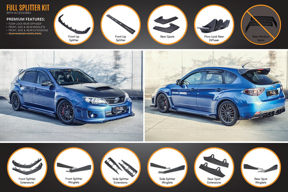 FLOW Designs  Impreza WRX / STI G3 Hatch (FL) Full Lip Splitter Set - MODE Auto Concepts
