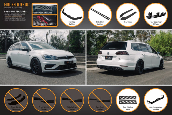 FLOW Designs  MK7.5 Golf R Wagon Full Lip Splitter Set - MODE Auto Concepts