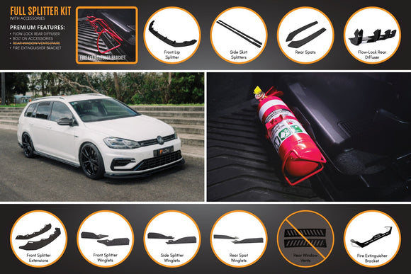 FLOW Designs  MK7.5 Golf R Wagon Full Lip Splitter Set - MODE Auto Concepts