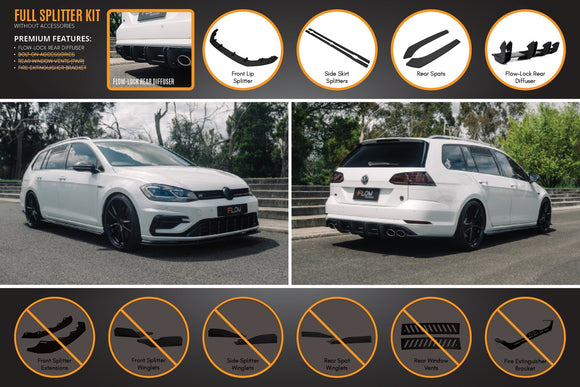 FLOW Designs  MK7.5 Golf R Wagon Full Lip Splitter Set - MODE Auto Concepts