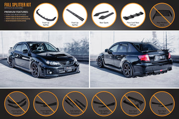 FLOW Designs  Impreza WRX/RS G3 Sedan PFL Full Lip Splitter Set - MODE Auto Concepts