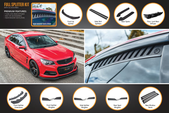 FLOW Designs  VF Commodore S1 Sedan Full Lip Splitter Set - MODE Auto Concepts