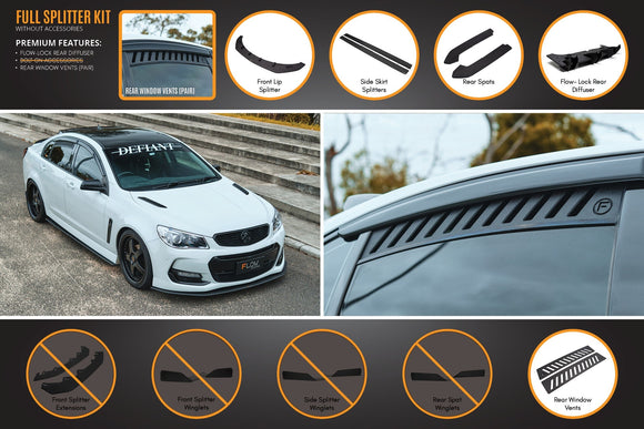 FLOW Designs  VF Commodore S2 Sedan Full Lip Splitter Set - MODE Auto Concepts