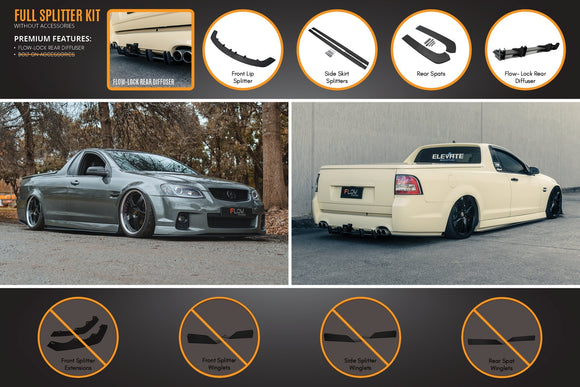 FLOW Designs  VE Commodore Ute Full Lip Splitter Set - MODE Auto Concepts
