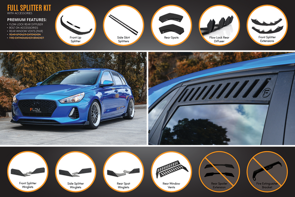 FLOW Designs  i30 SR Hatch (2017-2018) Full Lip Splitter Set - MODE Auto Concepts