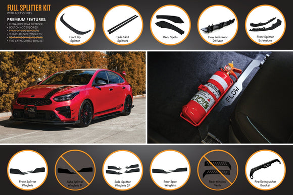 FLOW Designs  Cerato GT Hatch PFL Full Lip Splitter Set - MODE Auto Concepts