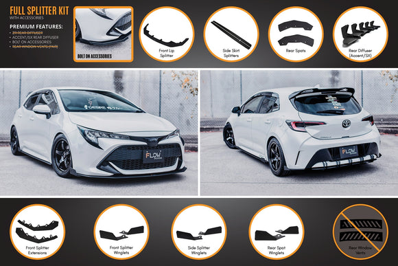 FLOW Designs  Corolla MZEA12R/ZWE211R 2018-2022 Full Lip Splitter Set - MODE Auto Concepts
