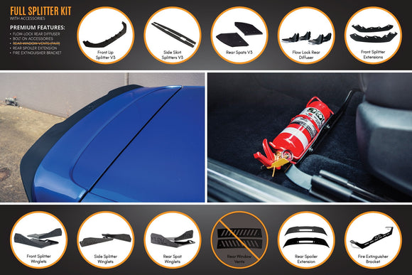 FLOW Designs  MK6 Golf R Full Lip Splitter Set WITHOUT Accessories - MODE Auto Concepts