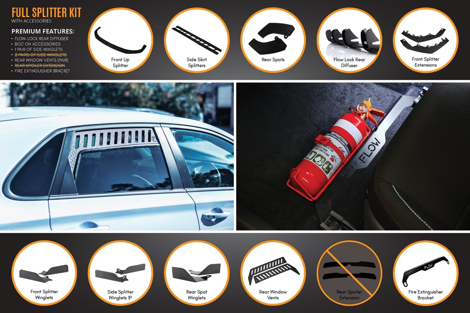 FLOW Designs  i30N Hatch PD (2018-2020) Full Lip Splitter Set - MODE Auto Concepts