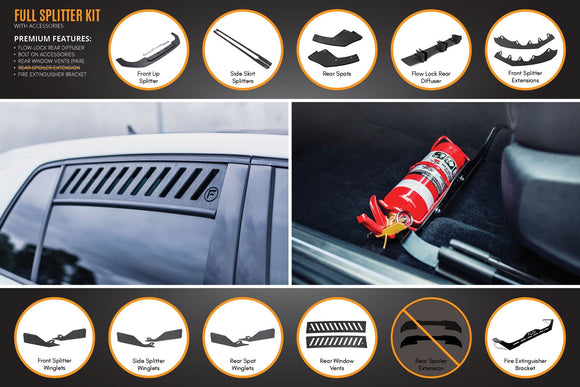 FLOW Designs  MK8 Golf GTI Full Lip Splitter Set - MODE Auto Concepts