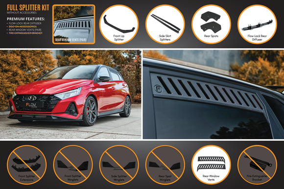 FLOW Designs  i20 N BC3 Pre-Facelift Full Lip Splitter Set - MODE Auto Concepts